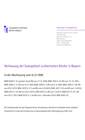 Cover des Buches Evangelisch-Lutherische Kirche in Bayern, Presse- und Öffentlichkeitsarbeit/Publizistik (Leiter: KR M. Mädler): Verfassung der Evangelisch-Lutherischen Kirche in Bayern